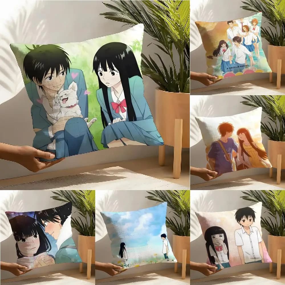 Federa per cuscino in lino con stampa dei fumetti classici K-Kimi Ni TodokeS, decorazione per la casa, copricuscino per divano.