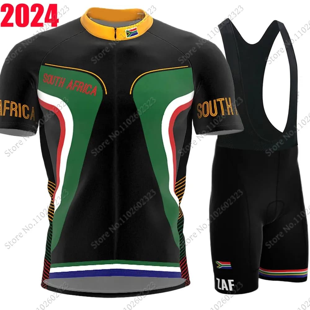 Sud Africa 2024 maglia da ciclismo Set abbigliamento da ciclismo estivo uomo camicia da bici da strada tuta da bicicletta pantaloncini con bretelle MTB