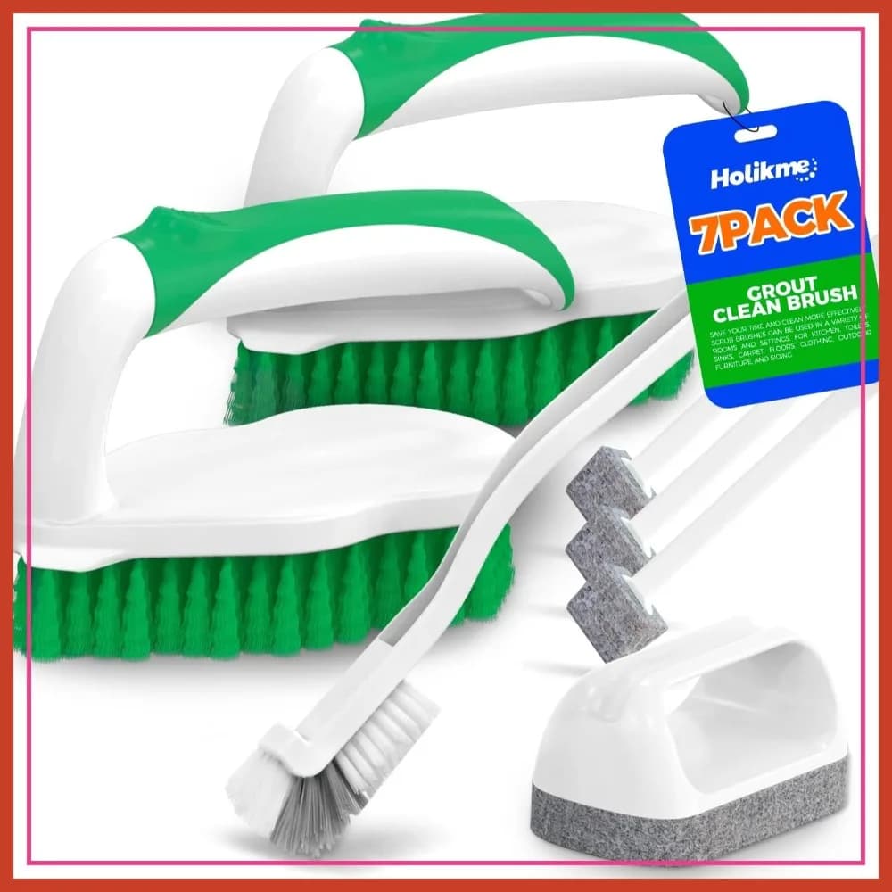 Set di 7 Spazzole per Pulizia Profonda con Punte Raschietto per Piscina, Bagno, Fughe, Pavimenti, Biciclette, Vasca, Doccia, Cucina