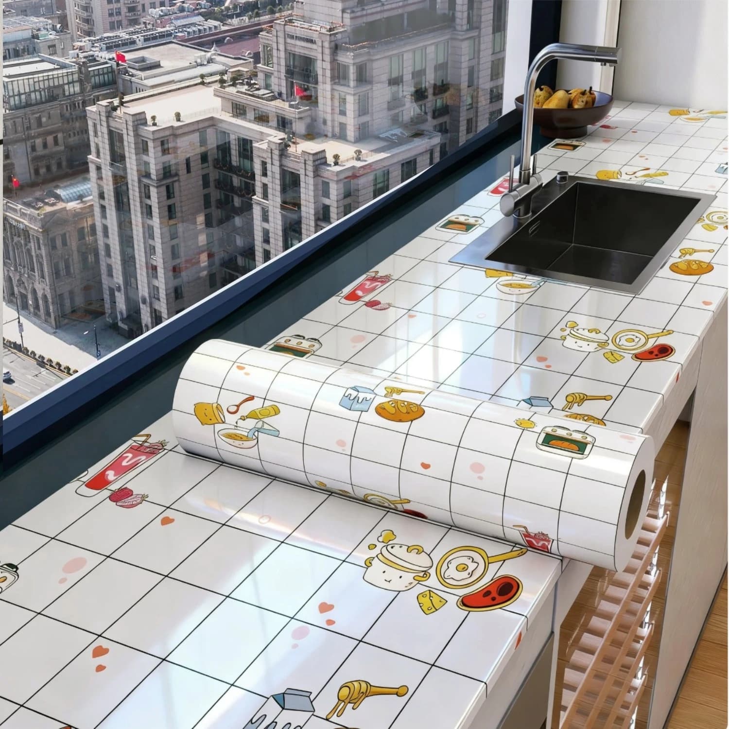 Adesivi Decorativi in Marmo Autoadesivi 8M, Carta da Parati in Alluminio Impermeabile e Resistente all'Olio per Rinnovamento di Mobili e Piani di Lavoro della Cucina