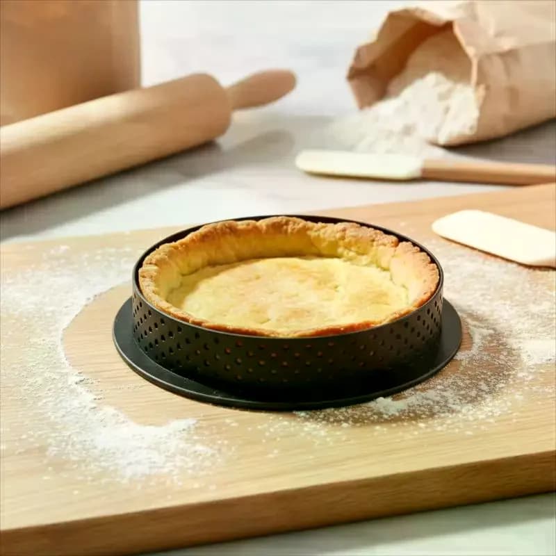Tart Ring Non-Stick Perforated Food Grade Metal Baking Mold for DIY Pie Mousse Cake Home Kitchen Use