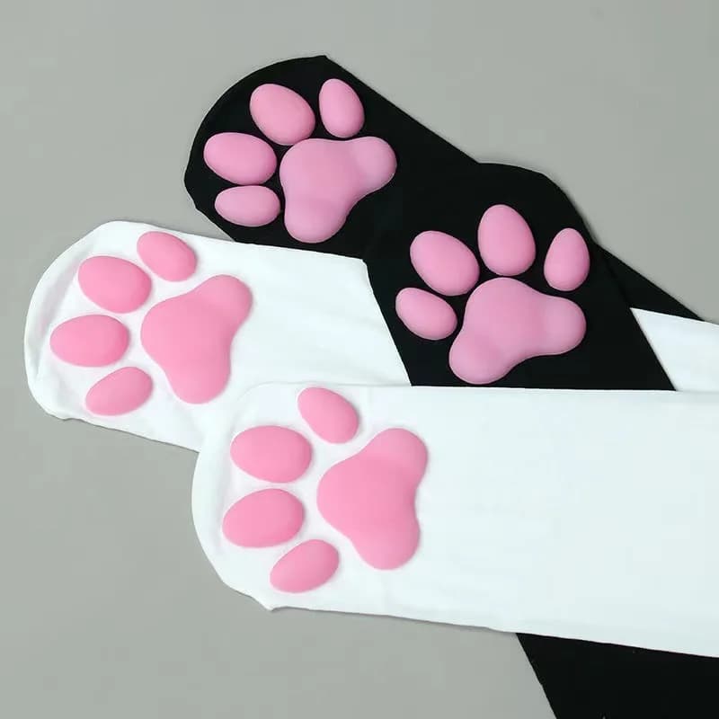 Calze a Coscia con Zampa di Gatto, Calze Carine Stile Lolita per Adulti, Bambini e Donne, Cosplay 3D con Artiglio di Gattino, Calze a Righe Lunghe fino al Ginocchio