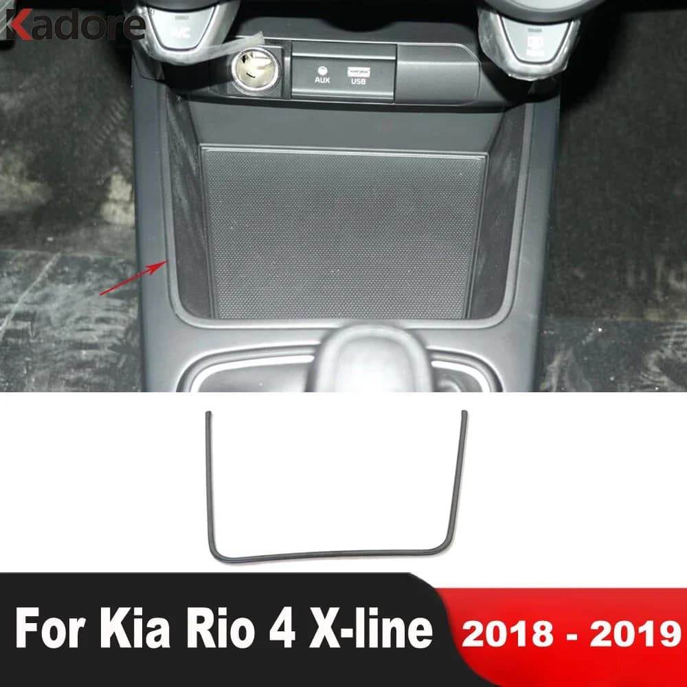 Per Kia Rio 4 X-line 2018 2019 Auto in Acciaio Inox Console Centrale Scatola di Immagazzinaggio Telaio di Copertura Trim Modanature Interne Accessori