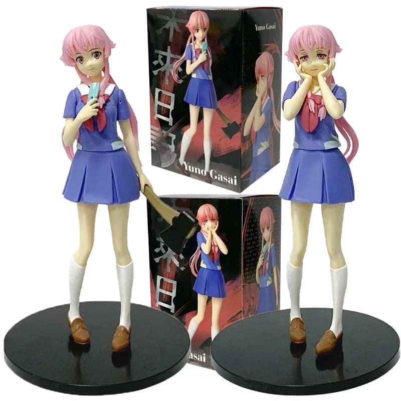 17cm/6.69in Future Diary Mirai Nikki Gasai Yuno Anime Uniform Dress Standing Posture Kawaii Action Figure Model toys