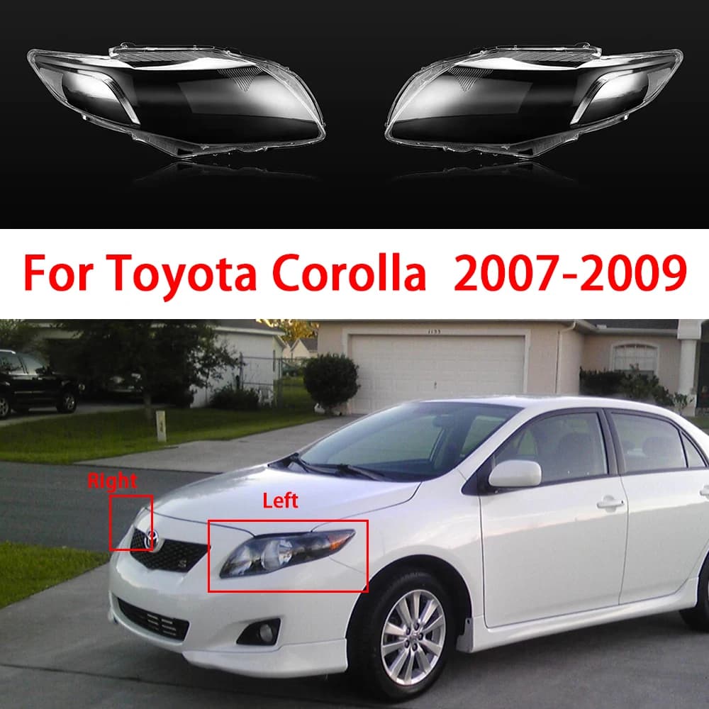 For Toyota Corolla 2007-2009 Auto Front Headlight Transparent Cover Shell Headlamp Transparent Glass Lampshade Lens Cover