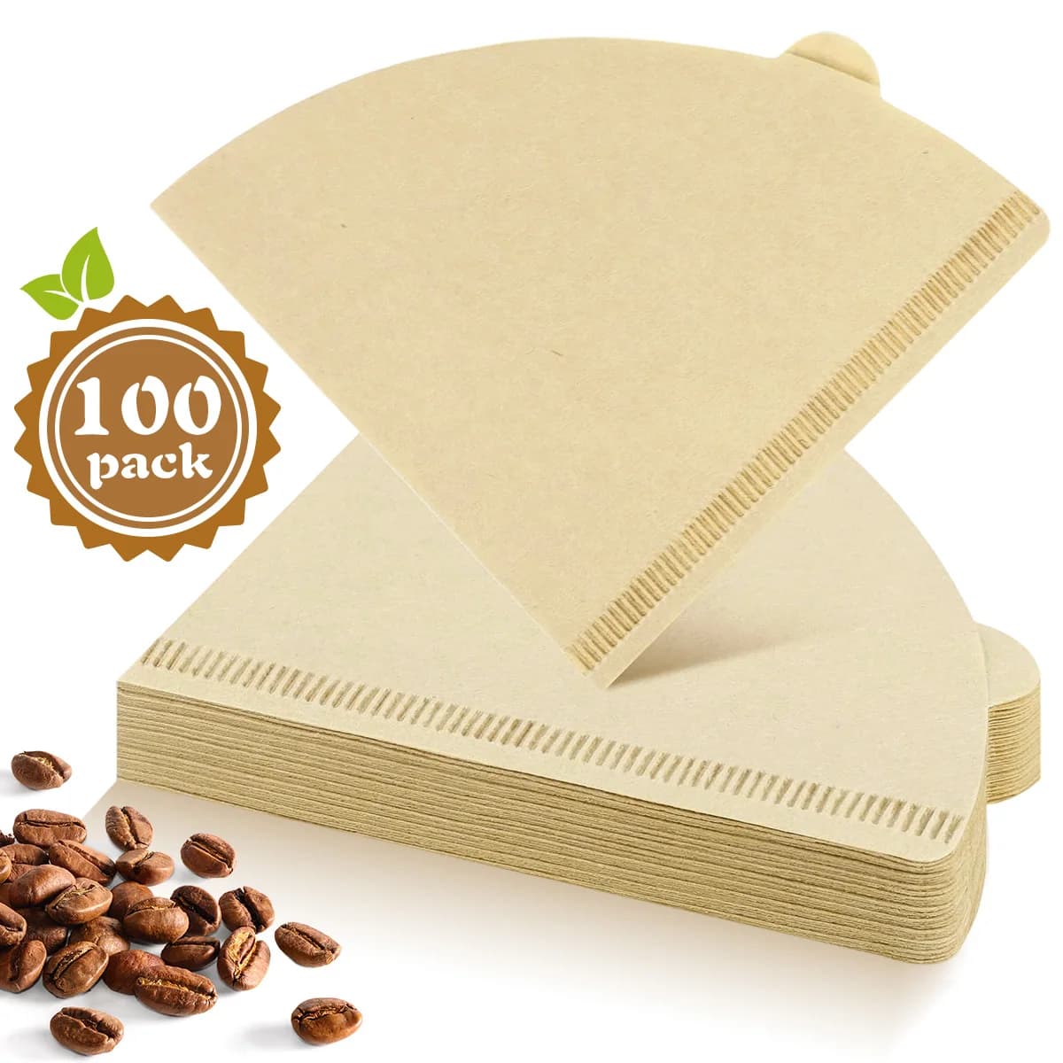 Coffee filters 100/200 Pieces, 1-2/1-4 Cups, unbleached paper V01/V02, Disposable for Coffee machines Drip and Pour Over