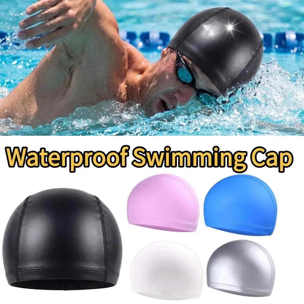 Waterproof Swimming Cap Elastic Quick Drying Bathing Caps For Women Men Ear Protection Swimming Hat Sport Pool Accessories 1PCS