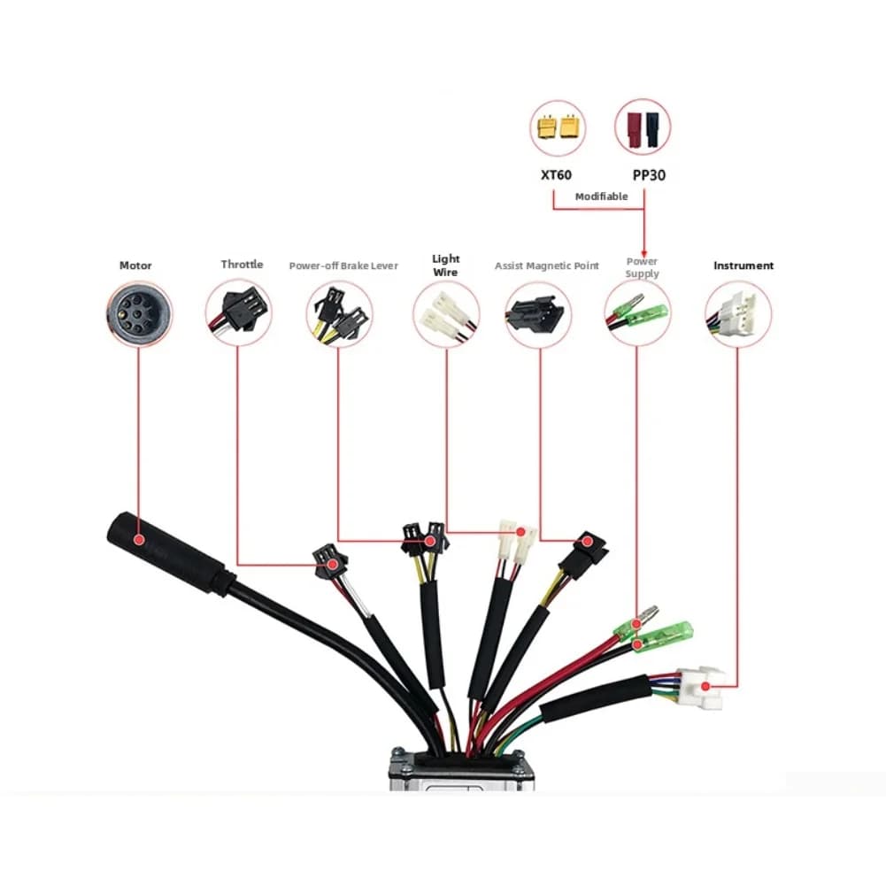 Controller a Onda Quadra 36/48V 350W per Display KT LED790900S LCD1/LCD8 con Funzione Luce Anteriore 8A Argento per E-bike da Esterno