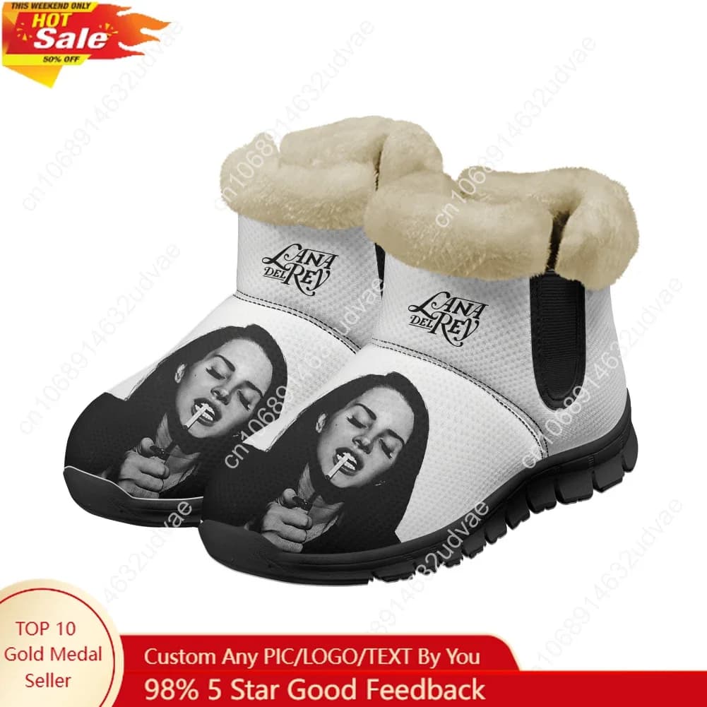 Scarpe Peluche Lana Del Rey, Stivali Sneaker Caldi e Resistenti per Uomo e Donna, Scarpe Casual Sportive Personalizzate per Coppie, Nere