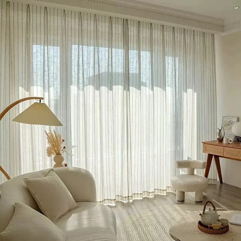 Japanese Style Log Style Linen Gauze Curtains Semi-shading Light-transmitting Opaque Living Room Bedroom Balcony Tea Room Gauze