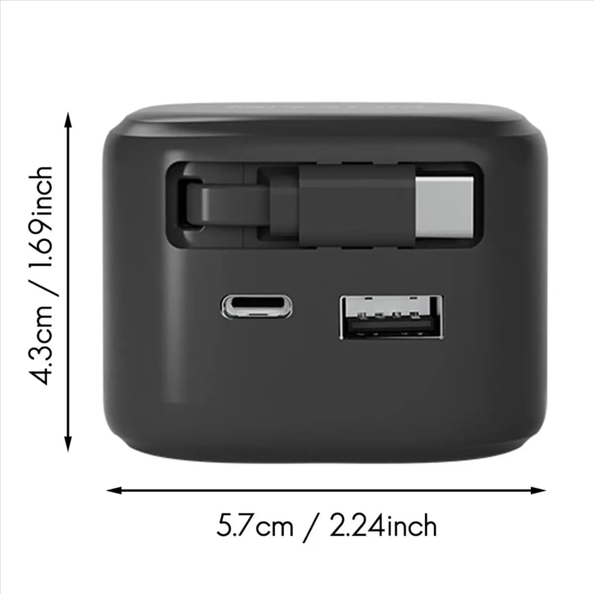 Caricabatterie USB TYPEC Retrattile T19C 35W Ricarica Rapida PD Caricatore per Batteria al Litio Adattatore da Viaggio Adatto per Telefono con Spina USA