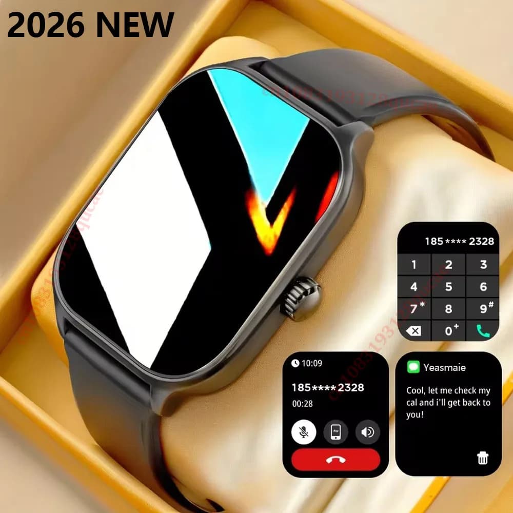 Android iOS Smartwatch with 2,01 Color Screen, Bluetooth Call Response, Tracker Fitness, Smart Watch for Women and Men, New Hw12