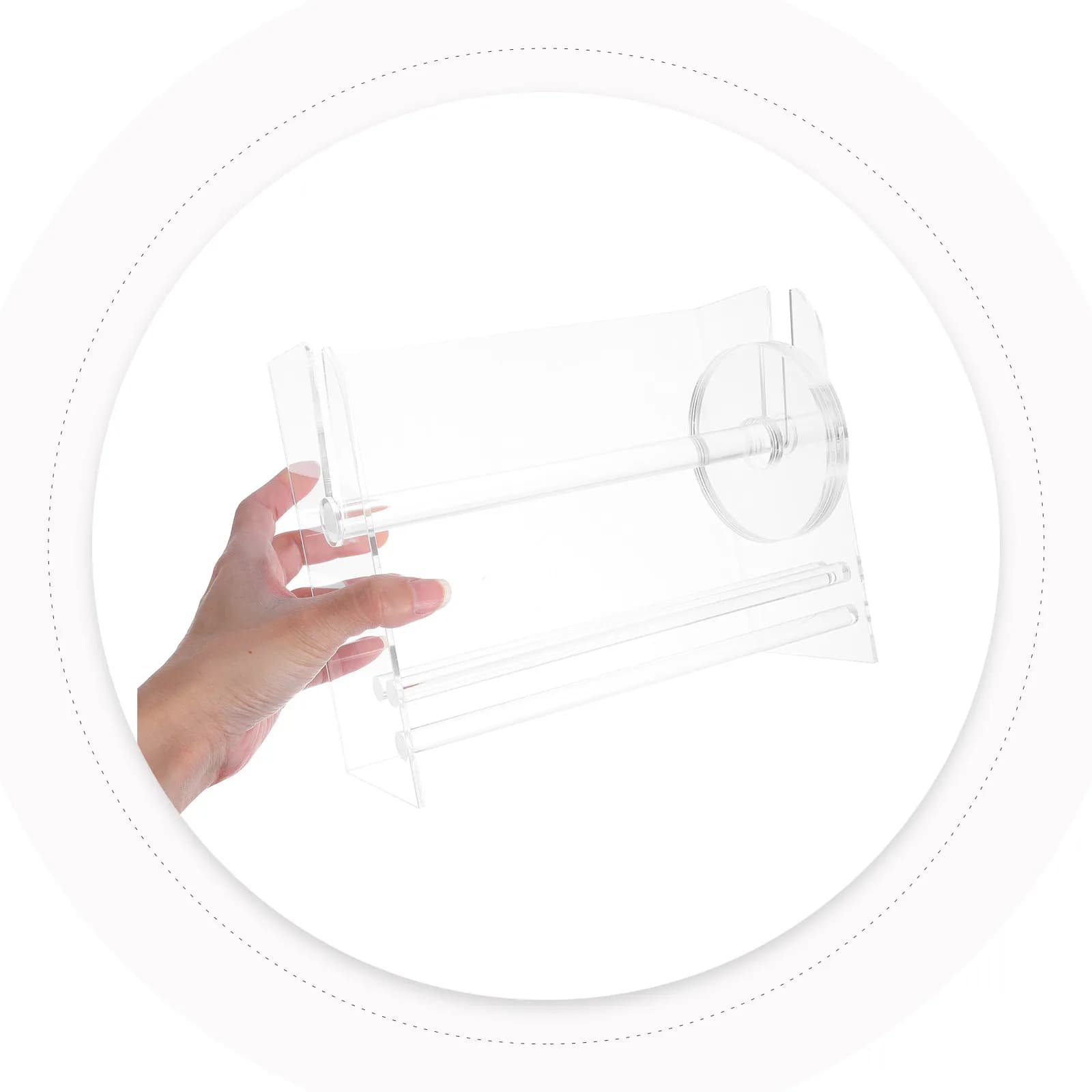 Dispenser per Etichette Adesive in Acrilico a 6 Dischi Regolabili, Organizzatore da Scrivania per Rotoli di Etichette, Porta Etichette per Spedizioni, Contenitore per Adesivi Creativi, Organizzatore da Ufficio