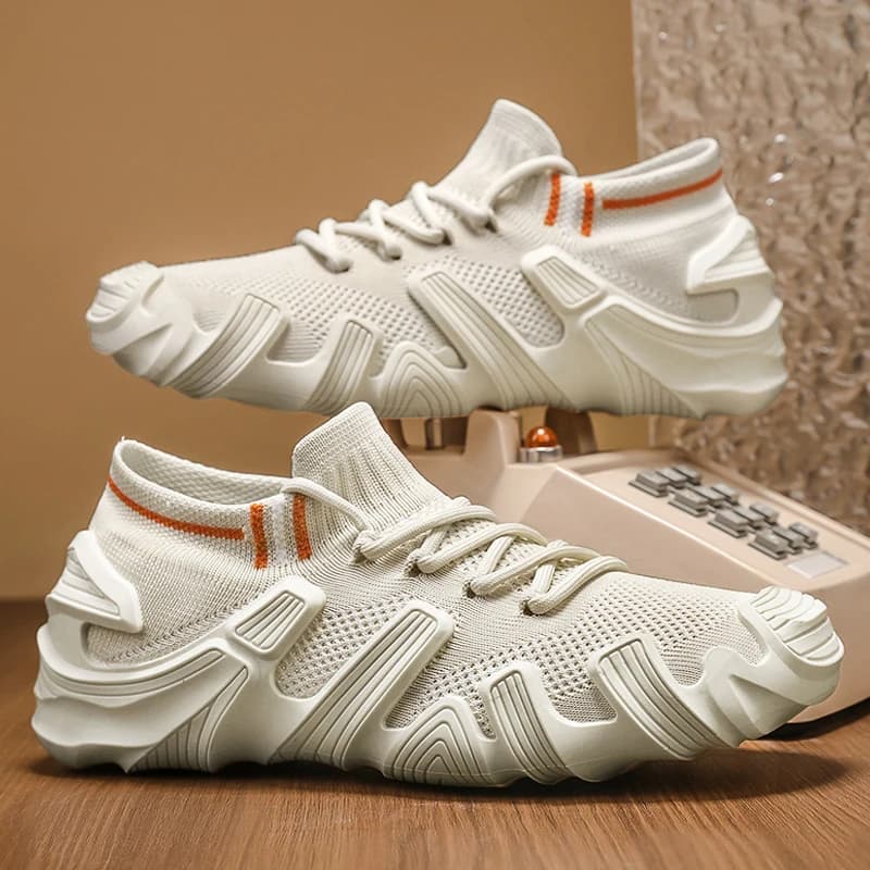 Scarpe da ginnastica da uomo in mesh traspirante, comode scarpe sportive da corsa con suola spessa, scarpe da passeggio alla moda, calzini alti, scarpe da trekking