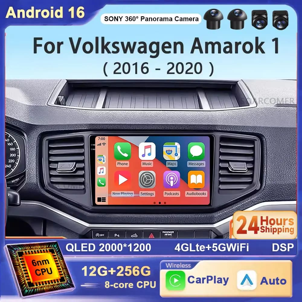 Per Volkswagen Amarok 1 2016 - 2020 Navigazione GPS Wireless Android 15 Carplay Auto Car Stereo Radio Multimediale 4G Wifi BT DSP