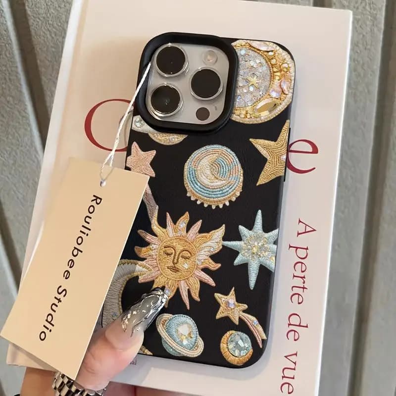Light Golden Star Moon Sun Planet Elements Phone Case For iPhone 17 Air 11 13 14 12 15 16 Pro Max XS XR 7 8 Plus 16E Soft Cover