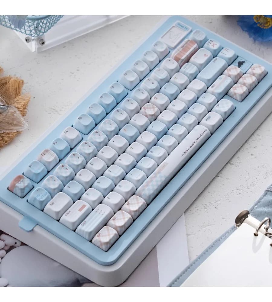 Customized sublimation mechanical keyboard keycaps personalized blue cocoa blue Qiao keycaps original PBT five-sided design