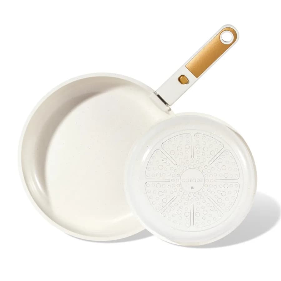 Ceramic Nonstick Detachable Frying Pans Set 3 Pieces Non Toxic Cookware Set with Induction Oven Dishwasher Safe Easy for Storag