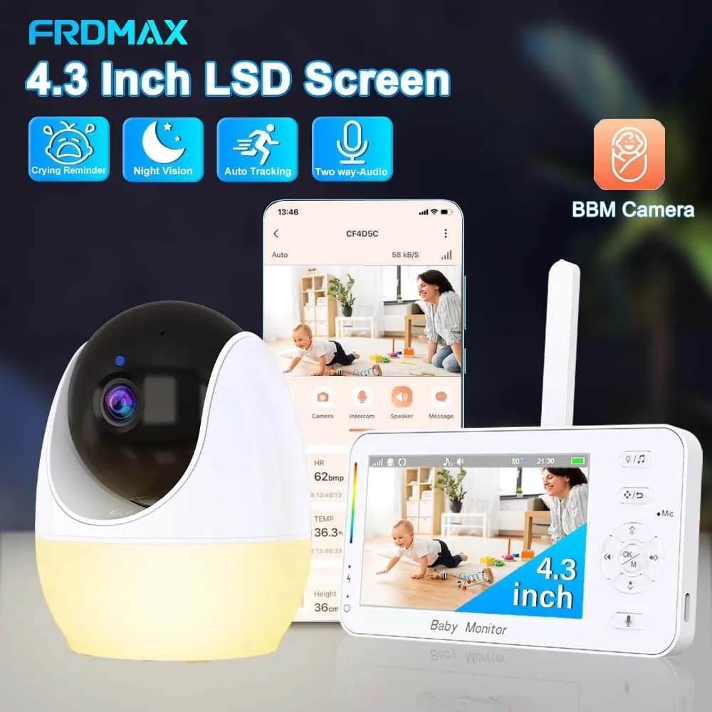 Baby monitor video da 4,3 pollici con telecamera Pan Tilt, sorveglianza wireless per interni per madre e bambini Telecamera di sicurezza per visione notturna con audio bidirezionale, videosorveglianza per bambini, visu