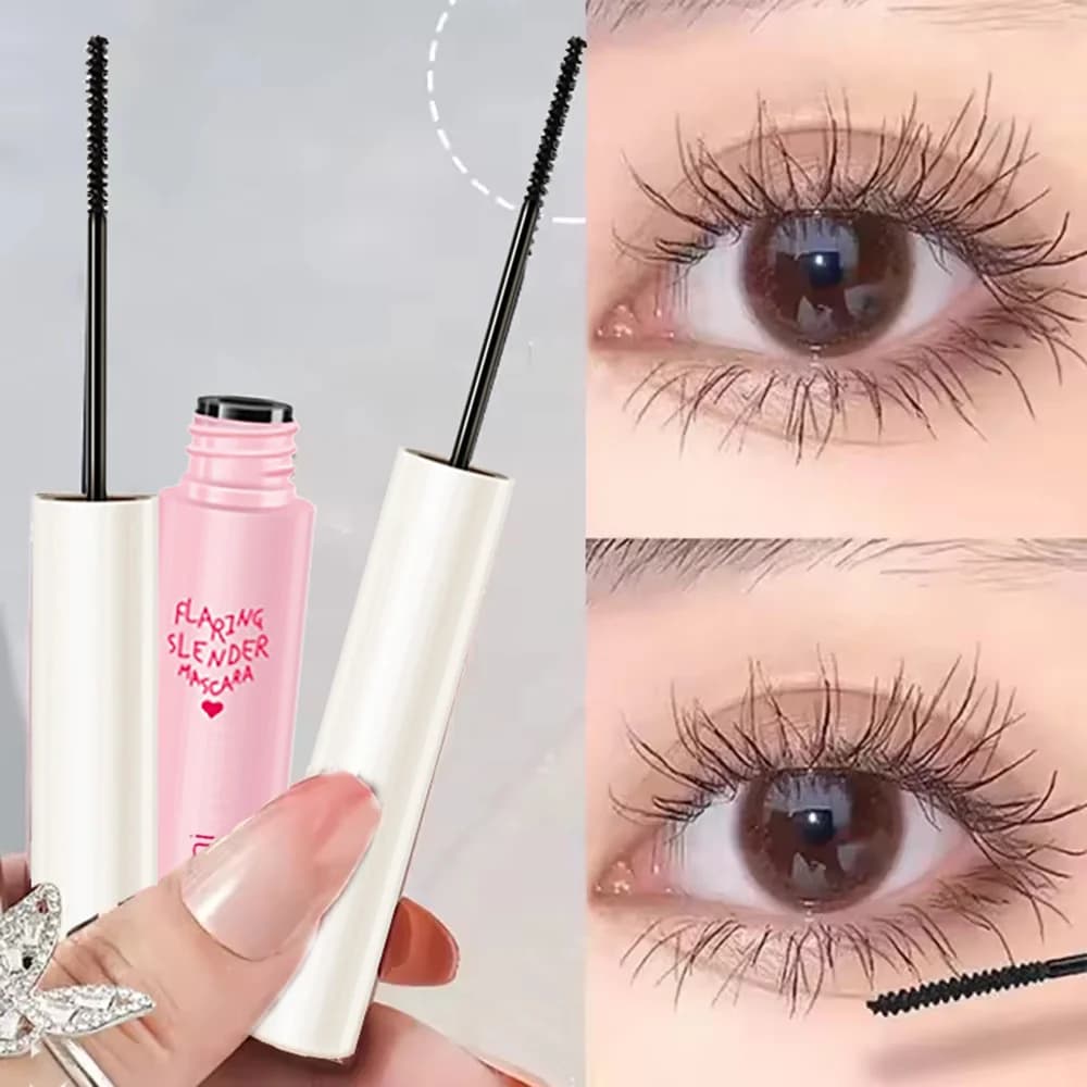 Silk fiber curling mascara, ultrafine brush, elongation and volumizing, waterproof, long-lasting, unisex, eye-safe