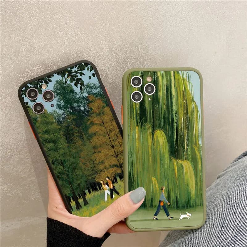 Cartoon Lawn Suburban Relaxation Phone Case for IPhone 17 16 15 14 11 12 13 Pro Max 16 14 Plus XR XS X Vintage Cute Back Cover