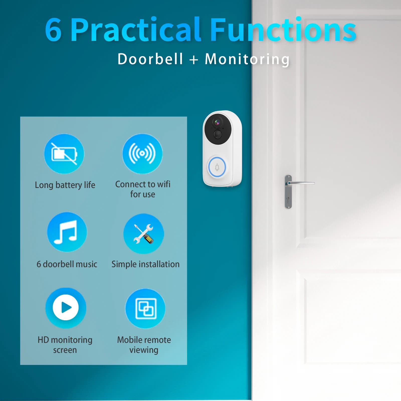 Videocitofono IP Wi-Fi iCsee APP 3MP 1296P con batteria a basso consumo, telecamera spioncino e visione notturna