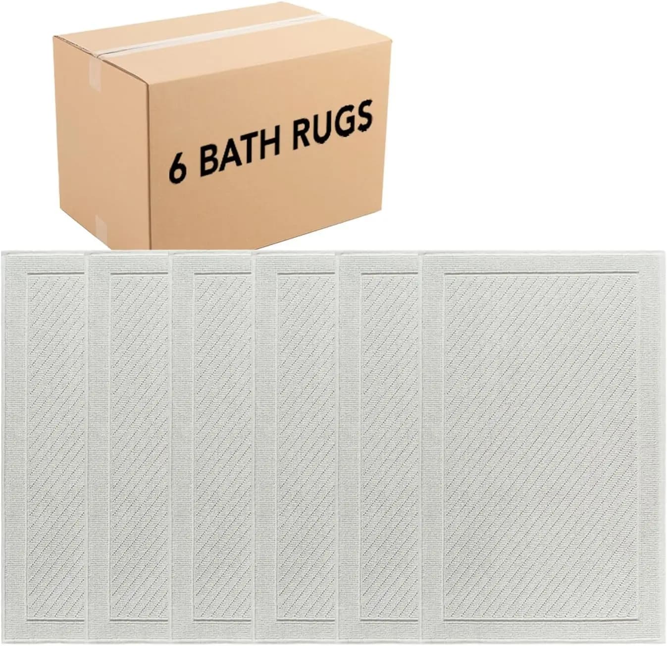 Tappeti da bagno in cotone 100% - Custodia da 6 - Tappetino da bagno dal design intrecciato elegante e altamente assorbente, supporto antiscivolo per doccia