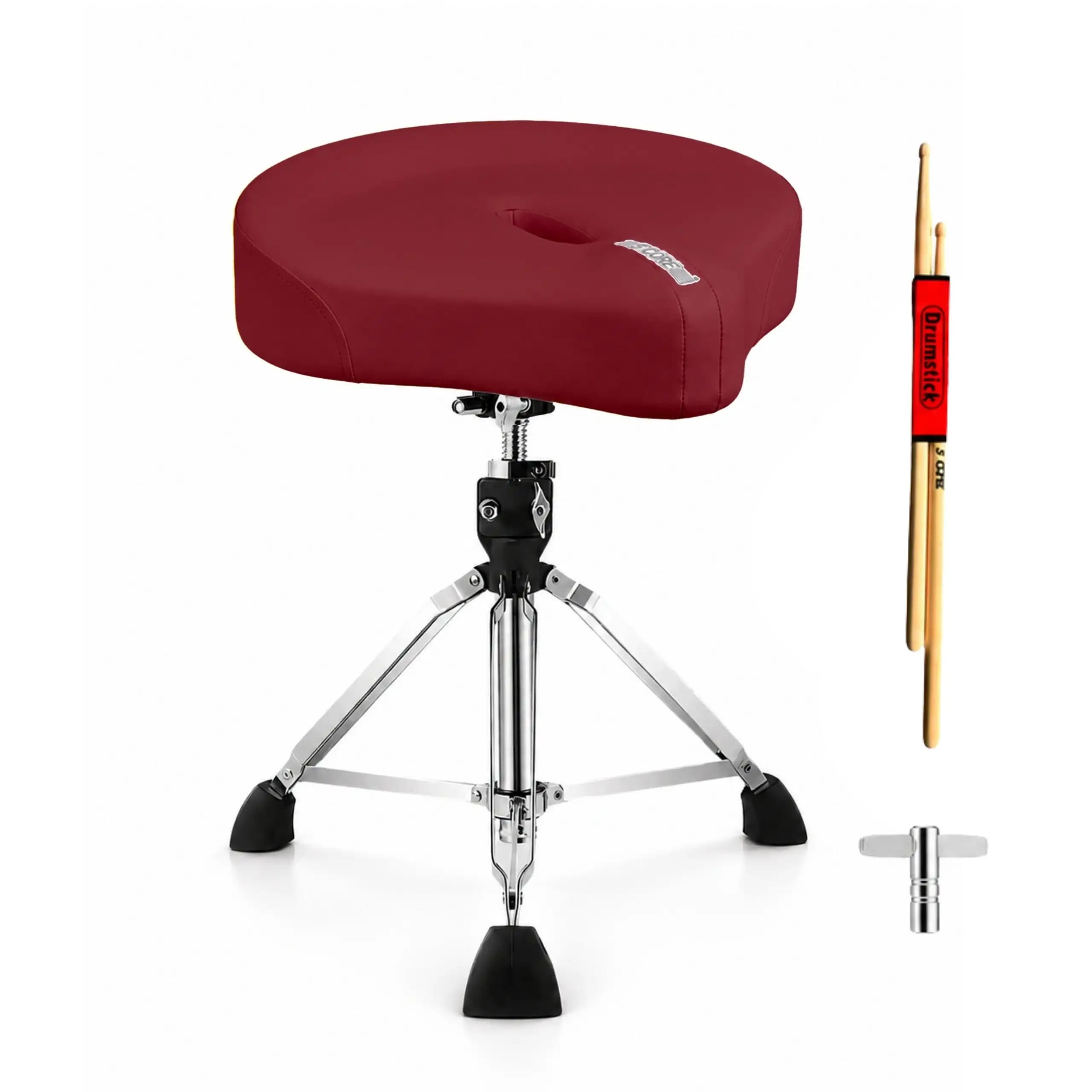 5 Core Drum Throne Padded 4" Ergonomic Drummer Stool Swivel Adjustable Cherry