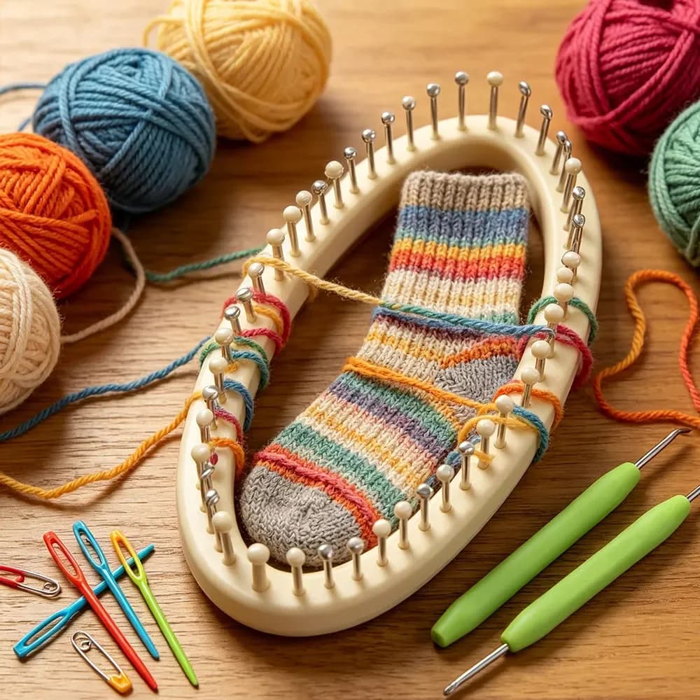 DIY Crafts Knitting Loom Set Complete Kit for Weaving Socks Scarf and Hat Weaver Needle Round Shape Sock Knitting Loom