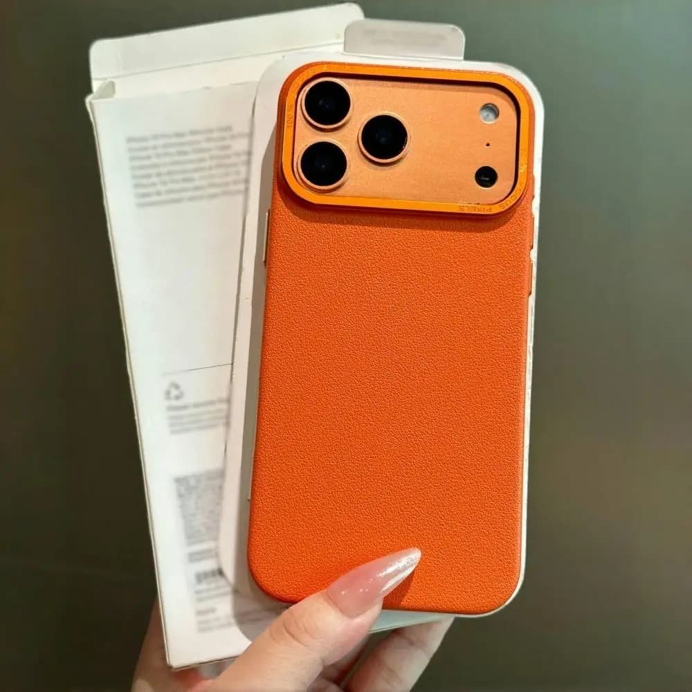 Custodia per telefono opaca con texture in pelle tinta unita di lusso per iPhone 17 Air 16 15 14 Plus 13 12 Pro Max 17Pro Cover per paraurti con lente in metallo