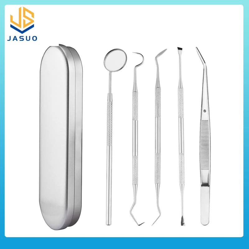 Set di strumenti dentali Specchio Strumento per la pulizia dei denti in acciaio Specchio per la bocca Pinzette Sonda Kit dentale Igiene orale Dentista Prepara strumento