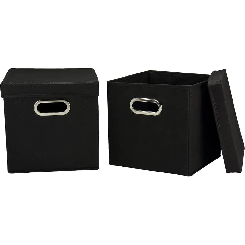 Set di 34 Cubi Decorativi per Organizzazione con Coperchi Rimovibili | Nero | Confezione da 2