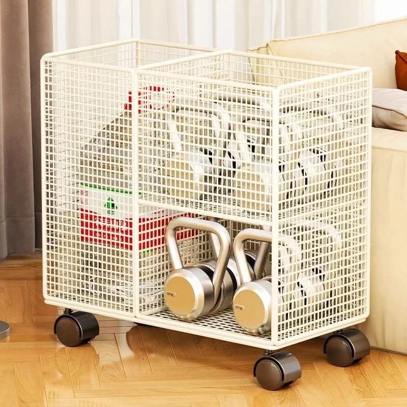 Portable Yoga Mat Storage Basket with Wheels Fitn Sports Badminton Raet Foam Roller Organizer Home Gym Equipment Ra