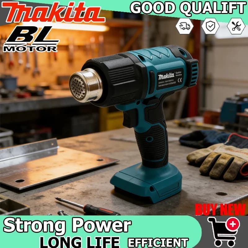 Pistola ad aria calda Makita DHG181 senza fili per saldatura, asciugatore ad aria, temperatura massima 550°C ° Strumento Ricaricabile Wireless per Film Termoretraibile a C