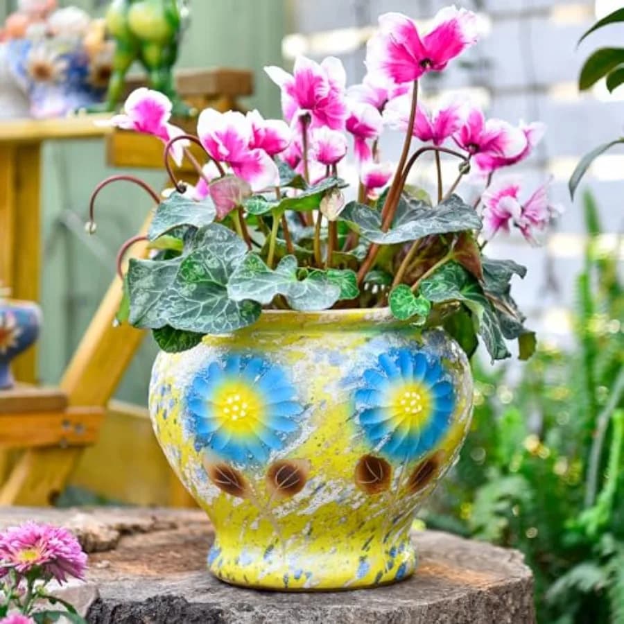 Vasi in Ceramica Dipinti a Mano per Piante Succulente, Grandi Vasi in Ceramica da 9 Pollici per Piante da Interno ed Esterno, Vaso Decorativo in Ceramica per Fiori