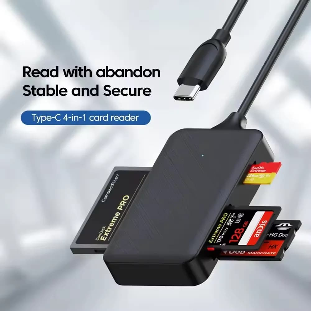 Lettore di schede USB/Type-C 4 in 1 per CF/SD/TF Micro SD/Micro Card per lettore di schede Smart Card Wind Memory