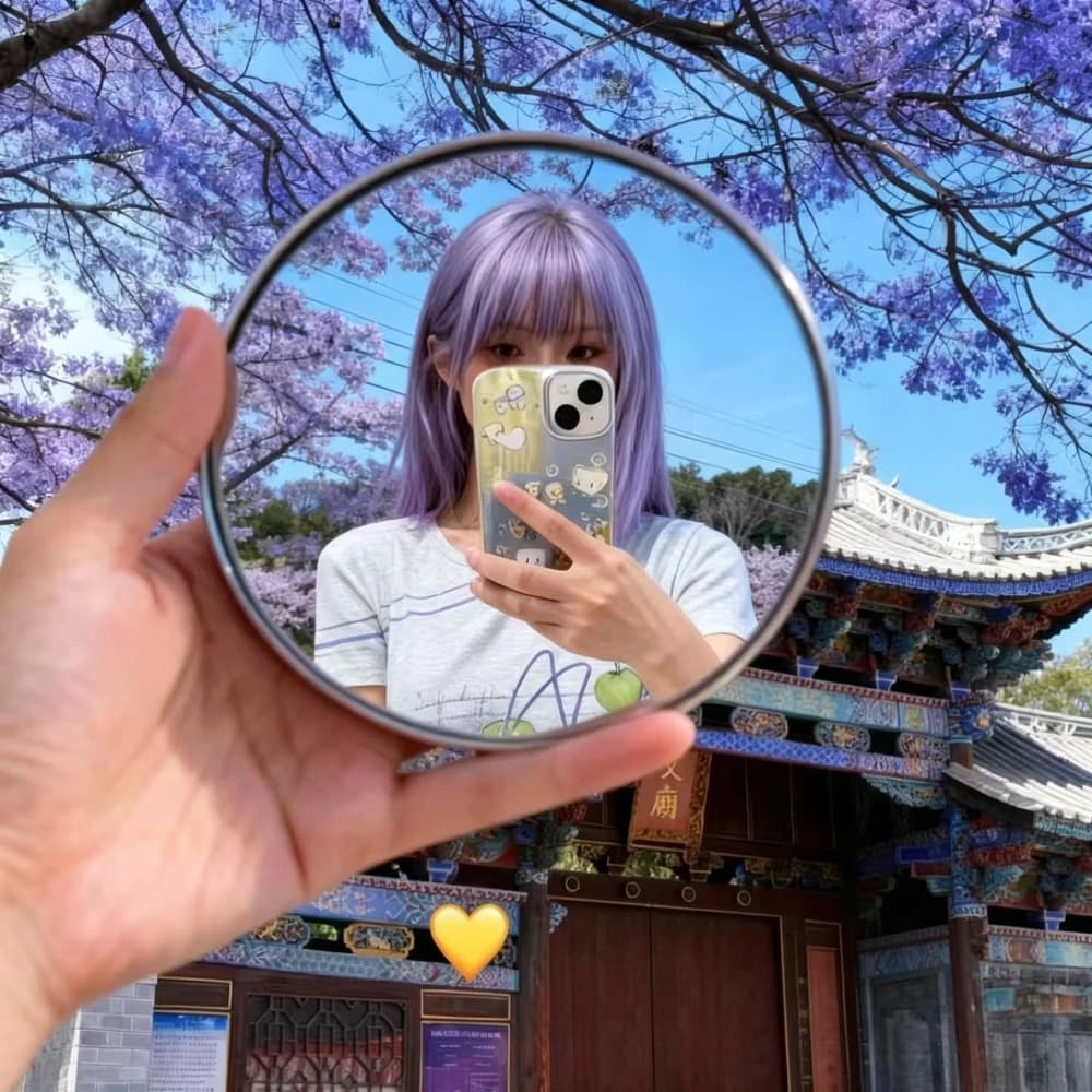 Specchio Convesso Rotondo per Selfie da Viaggio, Specchio Portatile ad Alta Definizione per Trucco e Fotografia