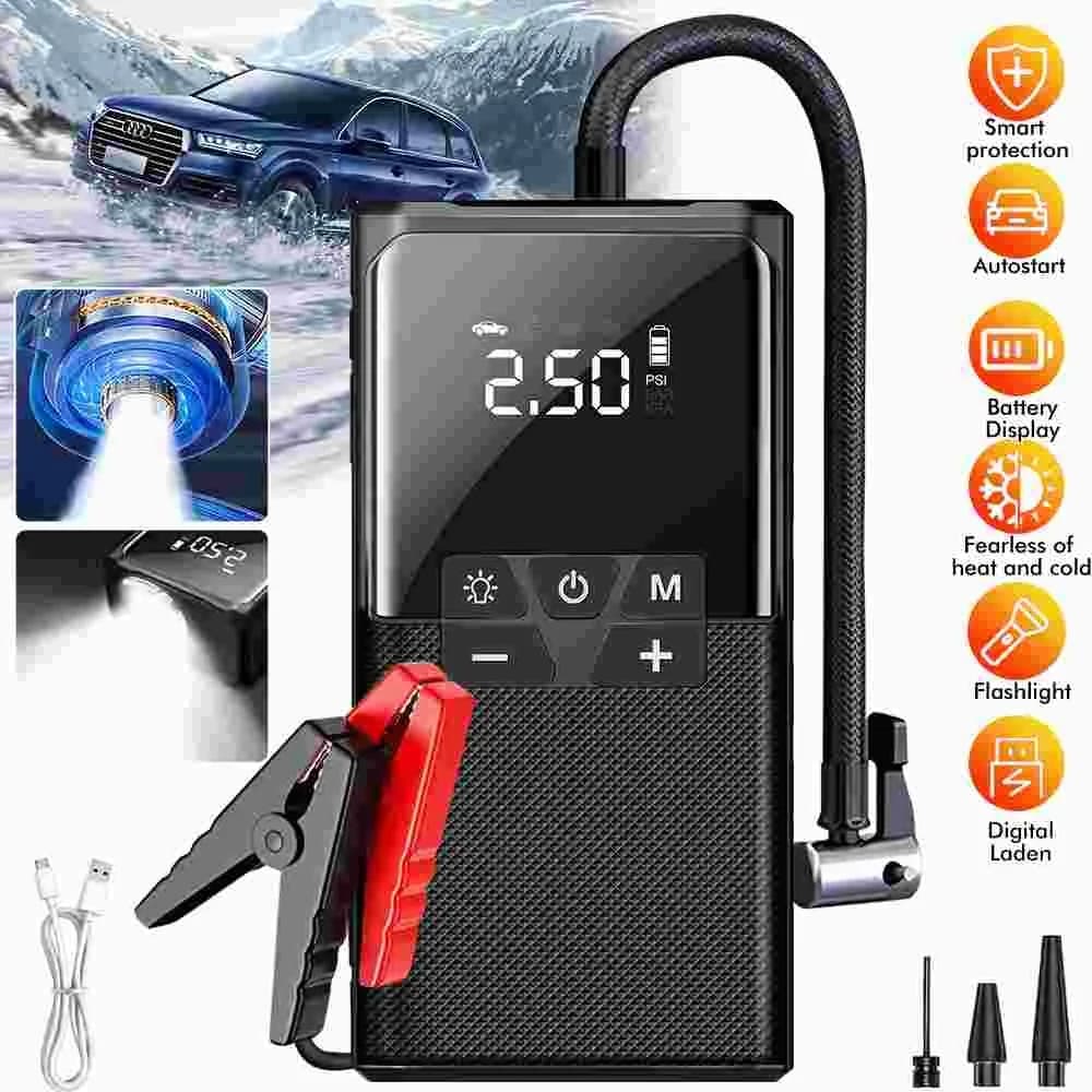 Avviatore d'Emergenza Portatile 12V con Compressore d'Aria 99800mAh, 1000A di Picco, Booster Batteria di Emergenza con Gonfiatore a 19 Cilindri 90W