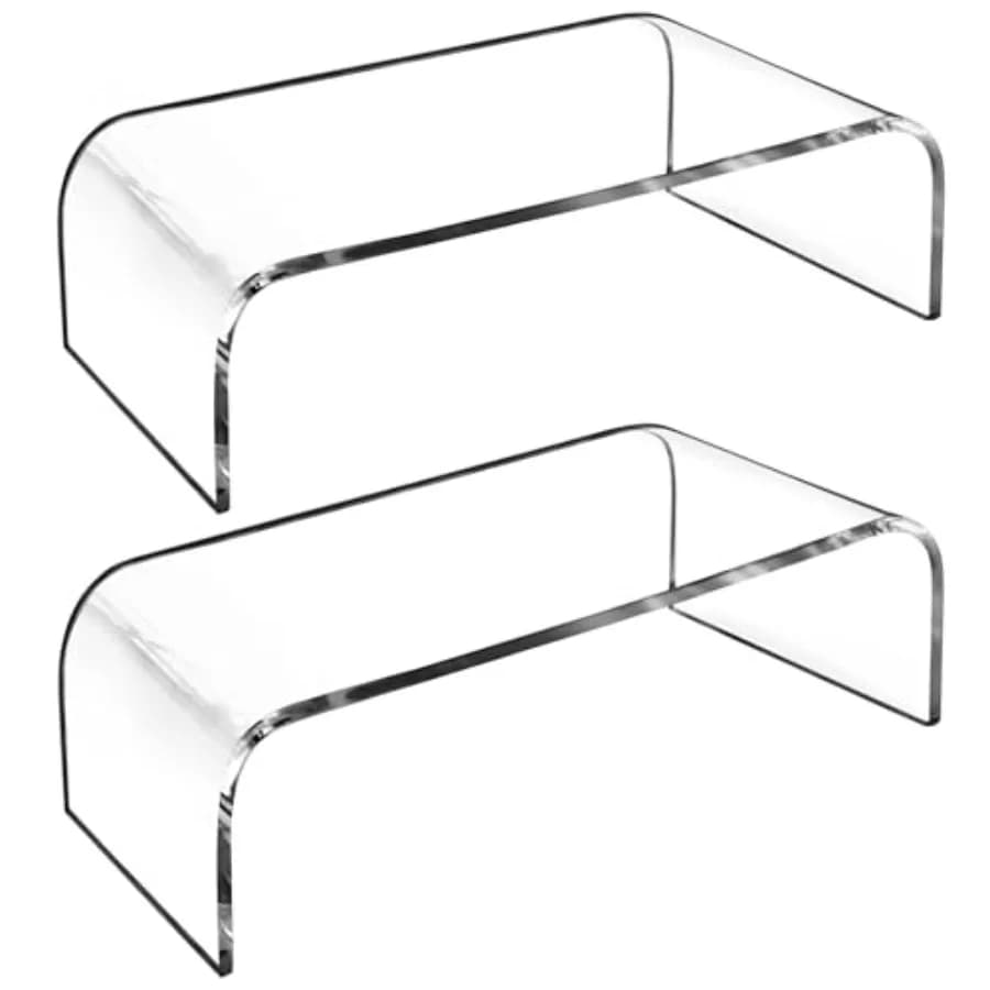 Supporto per Monitor in Acrilico Premium AMT, Rialzo Trasparente per Monitor di Laptop/PC/Multimedia/Stampante, per Casa e Ufficio, Piccolo - 2