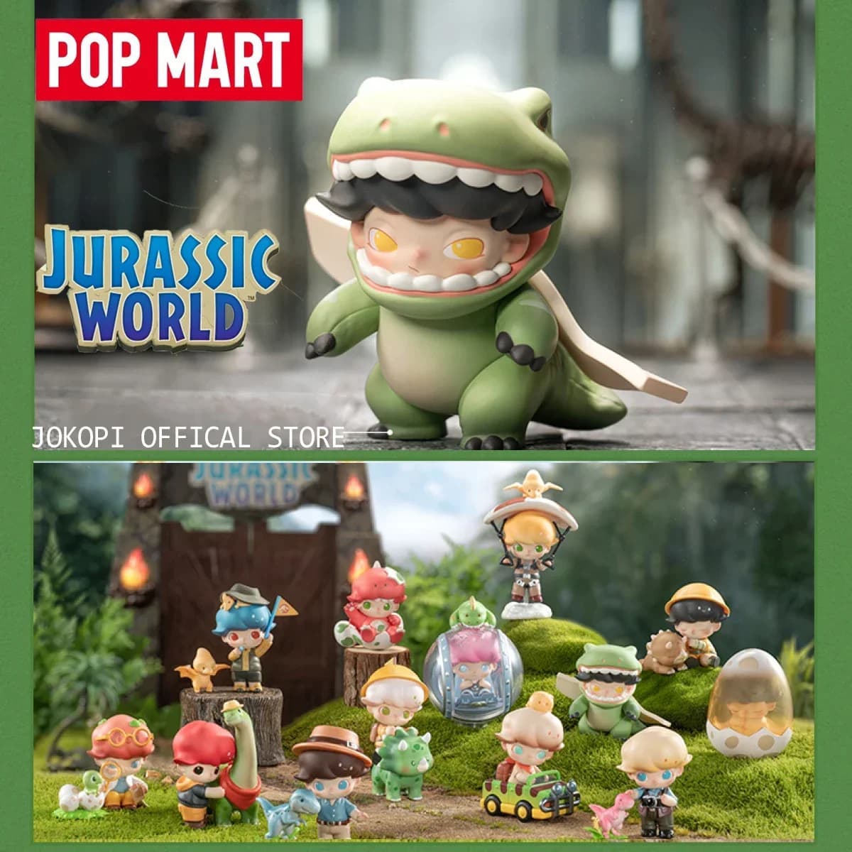 POP MART Dimoo Jurassic World Series Trendy Blind Scatola casuale Giocattoli Scatola misteriosa Guess Bag Action Figure Regalo a sorpresa