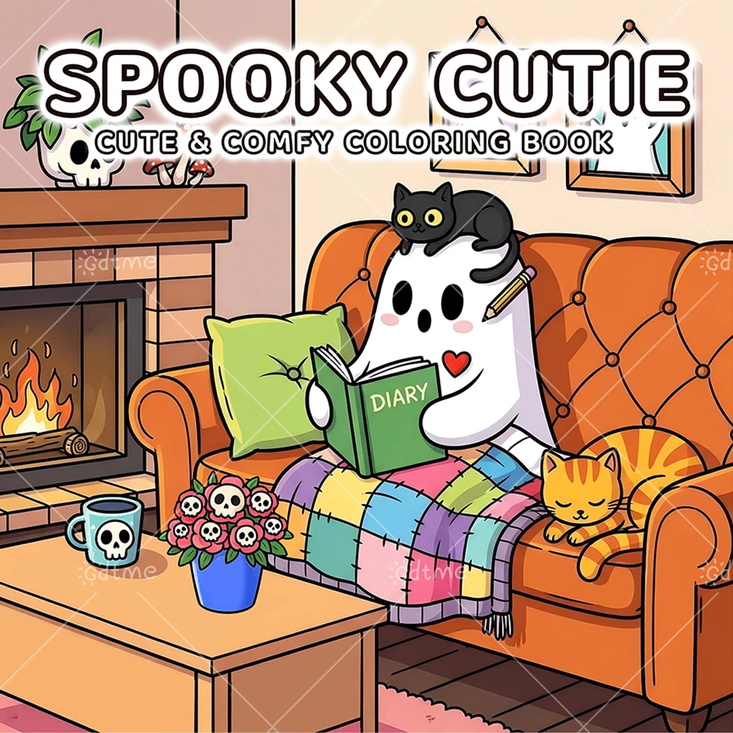 SPOOKY CUTIE Coloring Book Suitable for Adults, 24 Pages Cute & Comfy Patterns, Stress Relief Kill Time DIY Painting Drawing Art