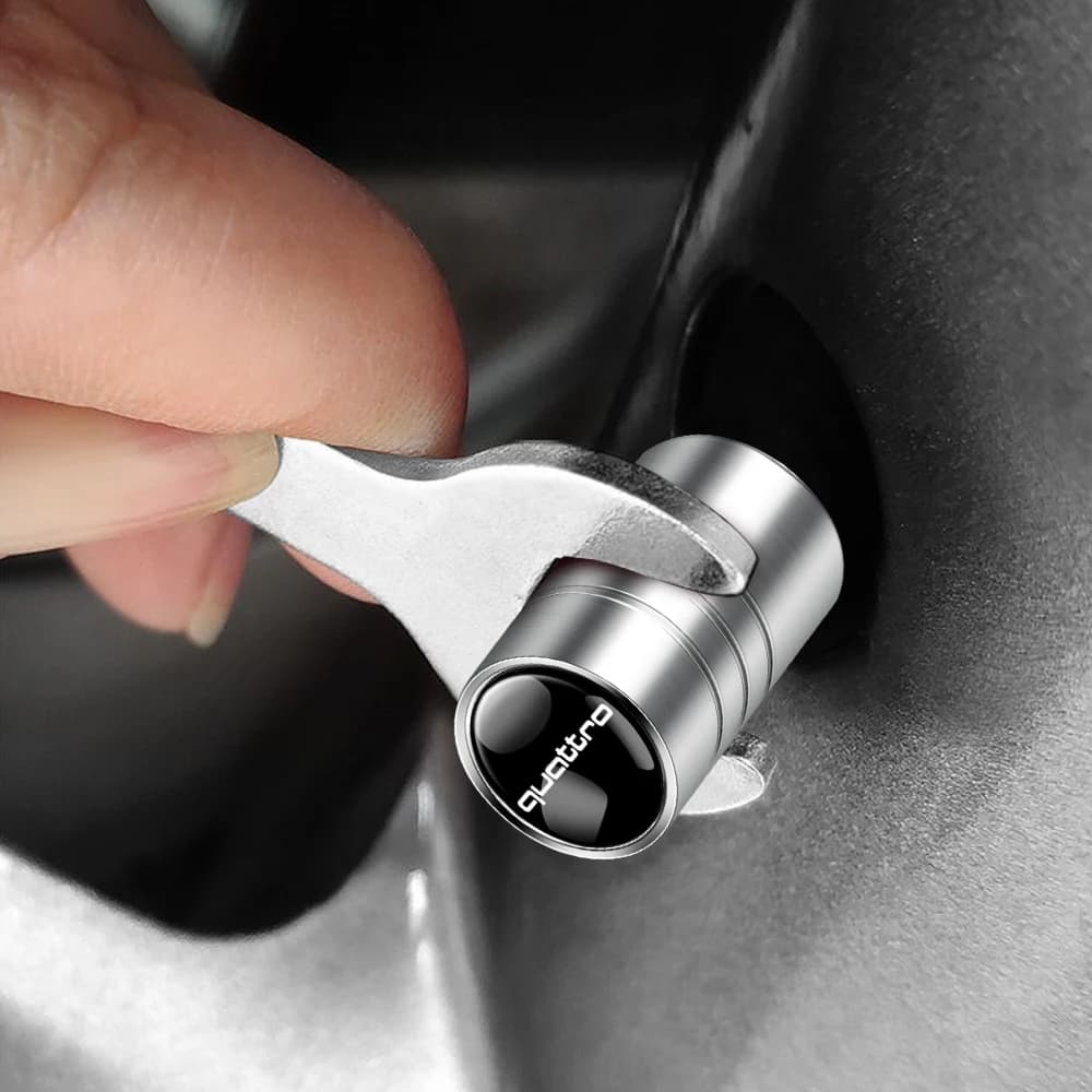 4 Pezzi Tappi Coprivalvola in Metallo per Pneumatici Auto per Audi Quattro A3 A2 A4 B8 8P B9 8V B6 A5 TT A1 Q2 Q3 Sline Accessori Auto