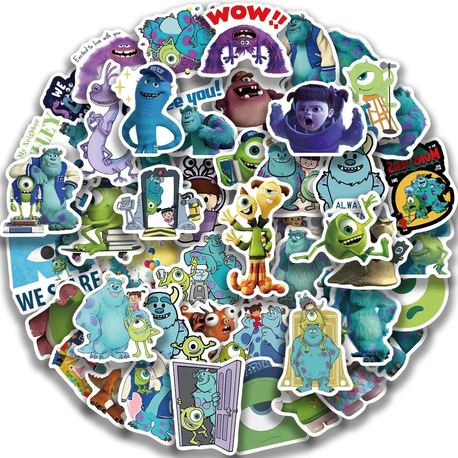 50 Pezzi Adesivi Disney Monsters Inc, Decorazioni Graffiti Cartoon Carine per Computer, Quaderni, Cancelleria, Giocattoli Fai-da-Te