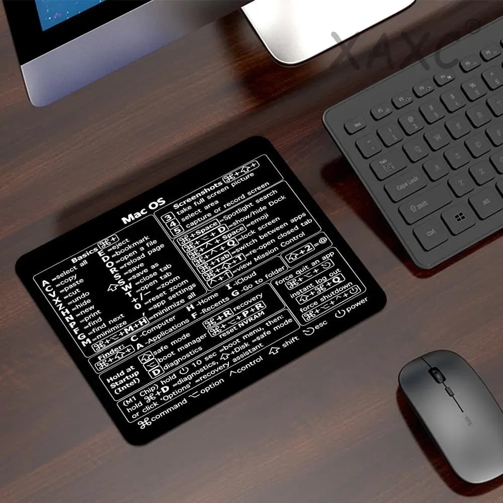 Windows and Mac OS Shortcut Key Design Small Square Rubber Base Non-slip Stitched Edge Mouse Pad for Office Computer Laptop Pads