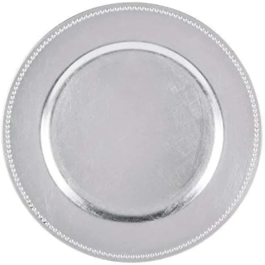 Piatti caricabatterie metallici argento da 13 pollici Set di 2 4 6 12 o 24 caricabatterie per cena Confezione da 24 piastre caricabatterie argento