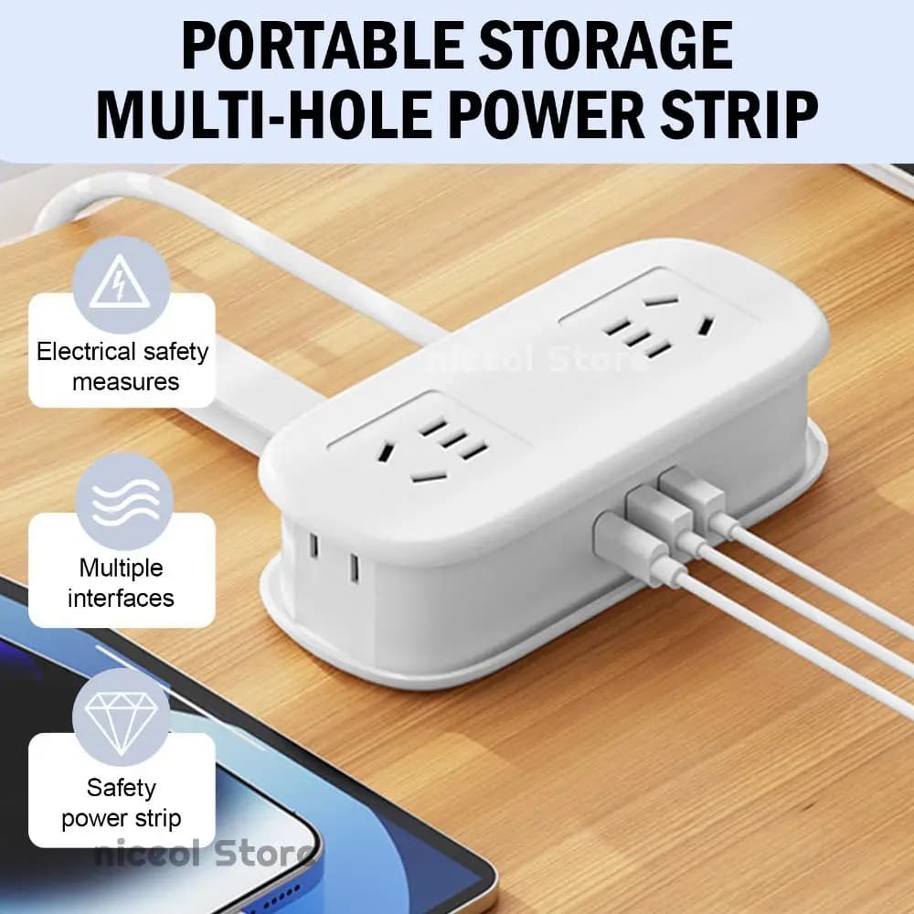 250V-10A Universal Electrical Power Strip Multiple Interfaces Standard Safety Socket Portable Travel Adapter for Home/Travel