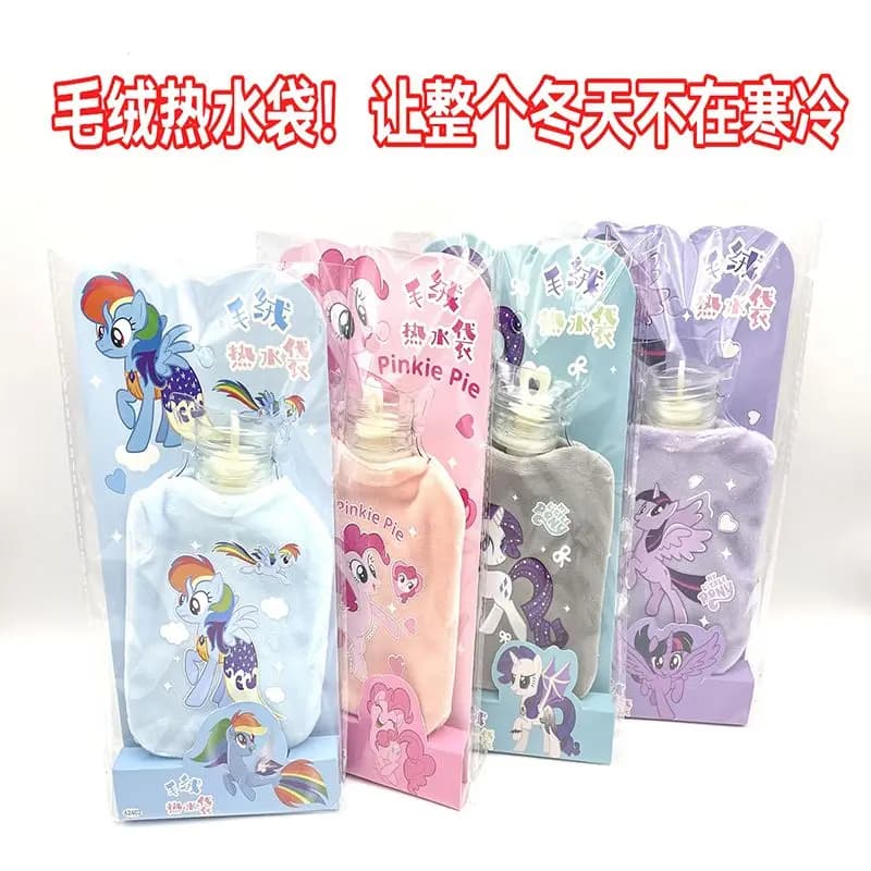 New Cartoon My Little Pony Water-Filled Flocked Hot Water Bag, Cute for Stomach, Student Water-Pouring, Hand Warmer, Portable