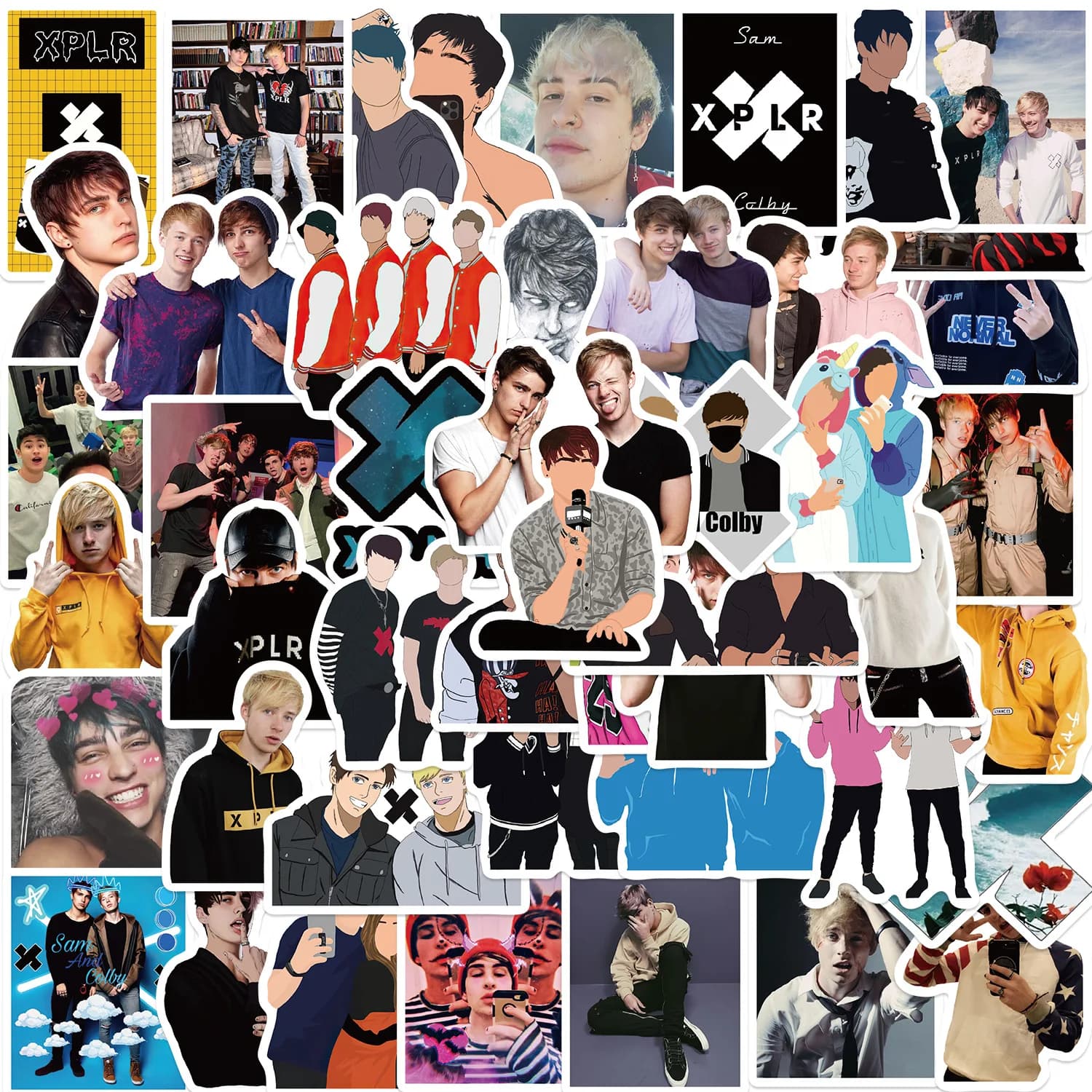 50Pcs Influencer Sam and Colby SC Lover Scrapbook Stickers DIY Graffiti Decal Laptop Luggage Skateboard Classic Toys Stickers