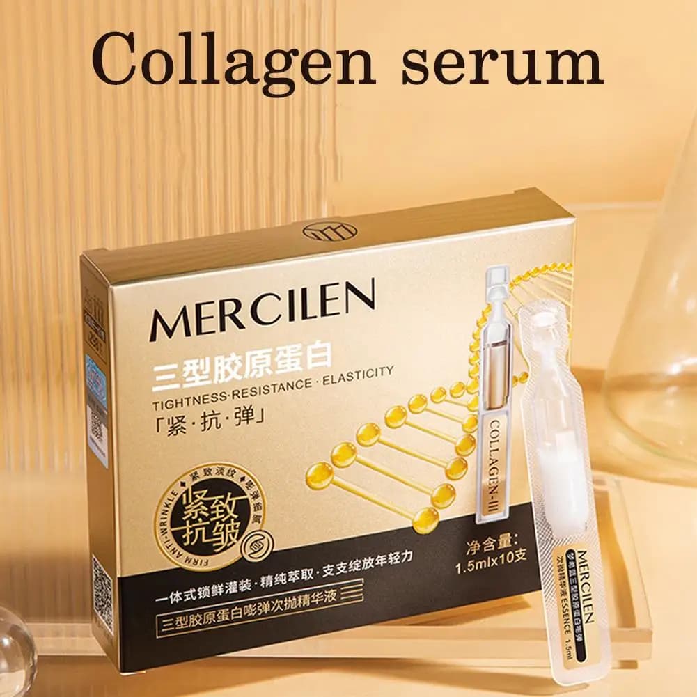 Siero Viso al Collagene Antirughe, Rassodante e Idratante, Illuminante e Levigante, con Controllo del Sebo