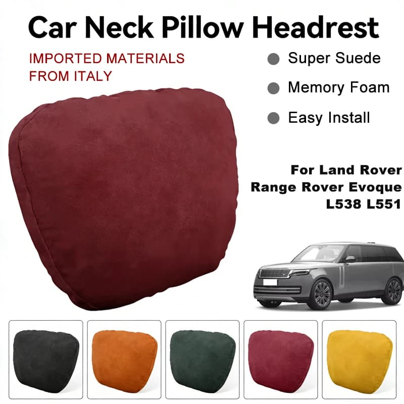 Italy Suede Car Neck Rest Pillow For Land Rover Range Rover Evoque L538 L551 Seat Head Neck Support Cushion Auto Interior Parts